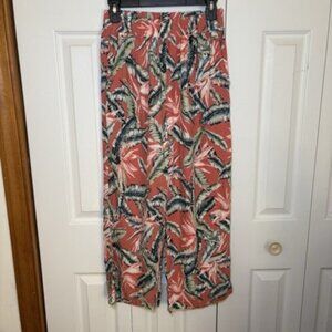 Christian Siriano Tropical Linen Blend Wide Leg Pants Womens Medium Boho Beach‎